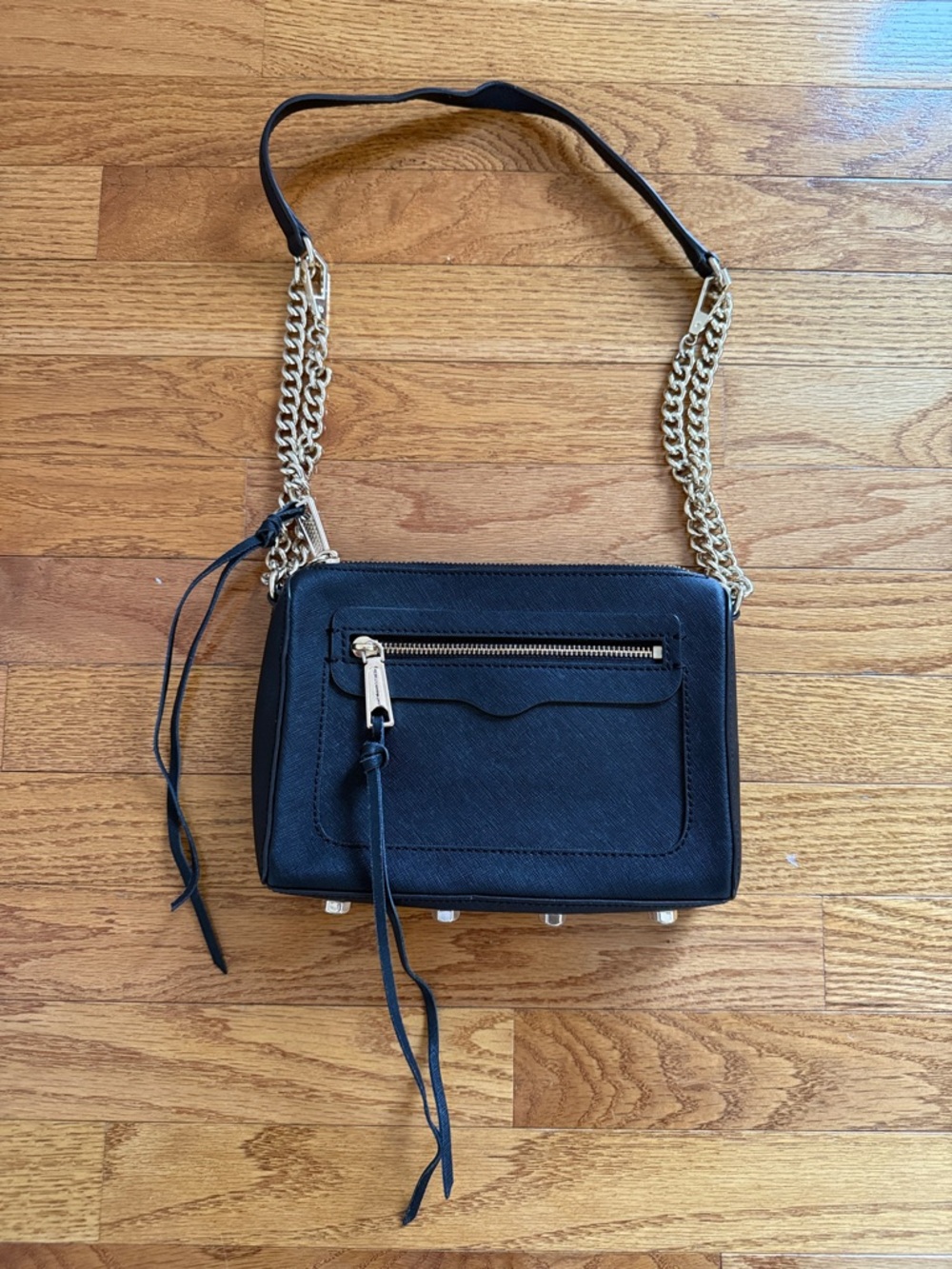 Rebecca Minkoff Black Crossbody Bag withe Gold Chain Strap